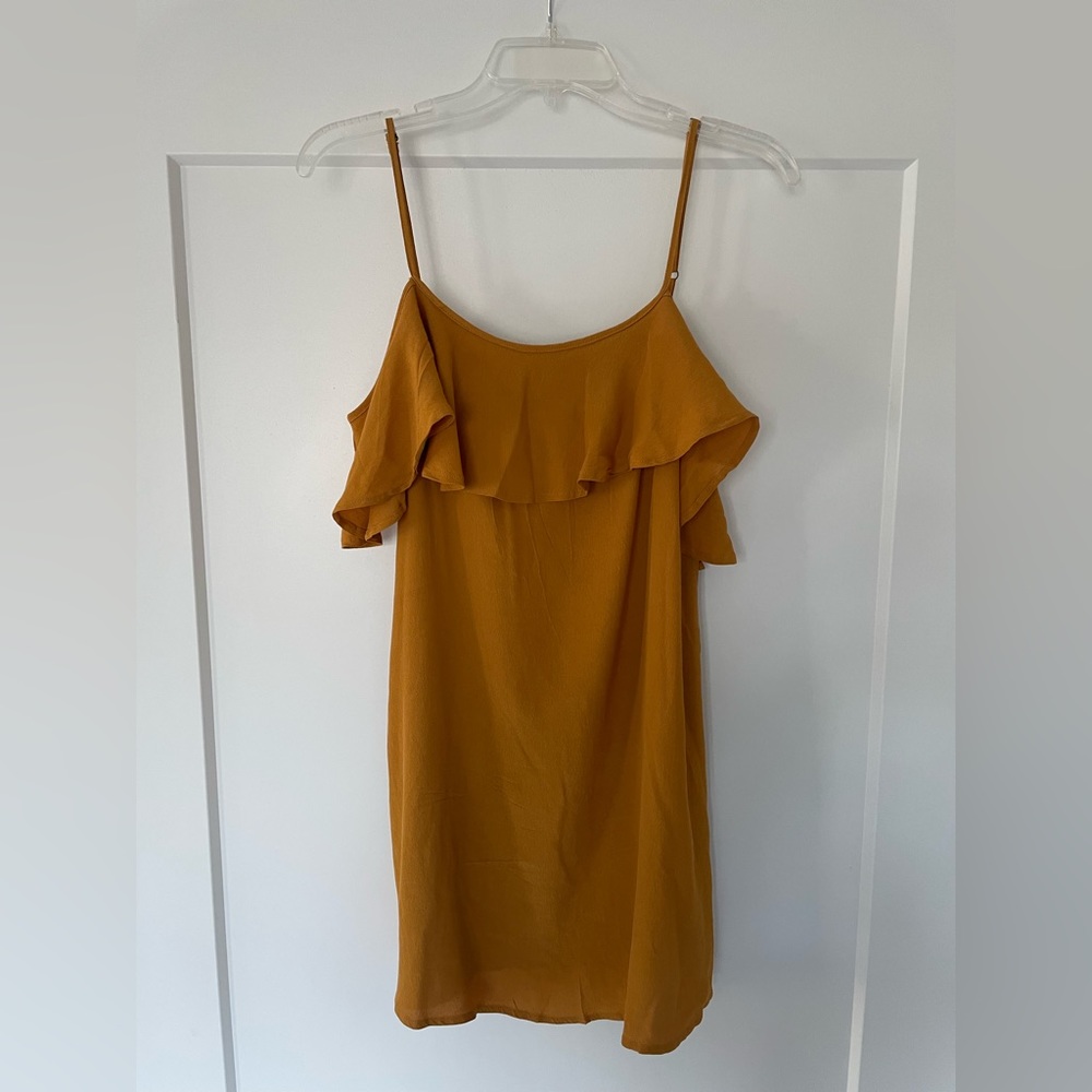 Forever 21 Mustard Yellow Off the Shoulder Ruffles Dress